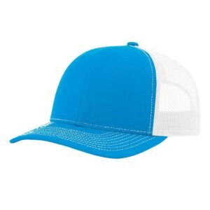 Custom Trucker Hat - Cyan / White, Embroidery