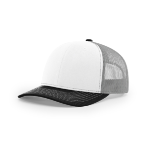 Custom Trucker Hat - White / Alum / Black, Embroidery